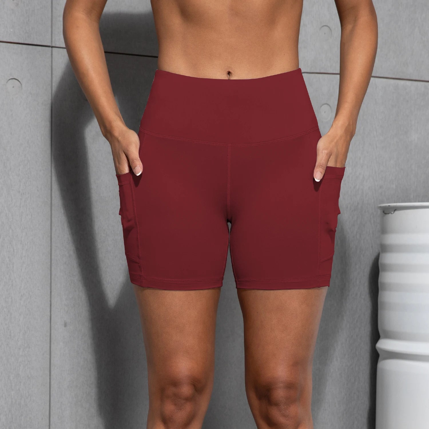 Women’s High-Waist Yoga Pocket Shorts – Elastic Fitness Leggings